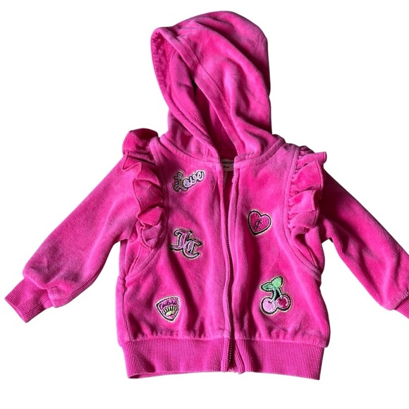 Juicy Couture Baby Girls Pink Velour Jacket Hoodie Size 3/6 Month - Picture 1 of 7
